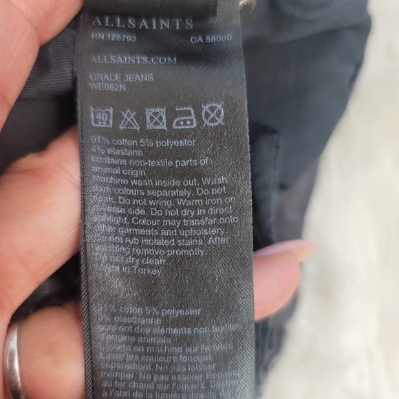 ALL SAINTS GRACE SKINNY SHAPING FIT WOMEN'S JEANS WASHED BLACK SIZE 26 - Picture 15 of 16